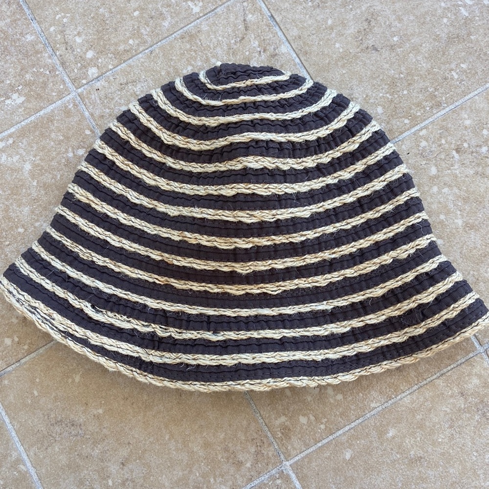 Striped Straw Bucket Hat
